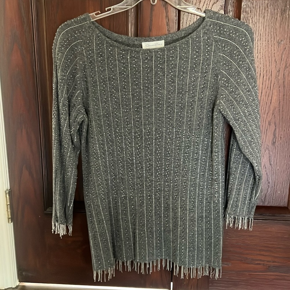 Oscar de la Renta beaded cashmere sweater